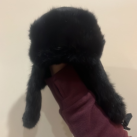 Nathaniel Cole 1934 Crown Cap Bomber Hat Real Rabbit Fur Black Dyed Size 14 - Picture 2 of 8